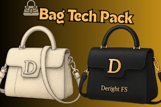design and create tech packs duffle handbag backpack tech pack for manufacture