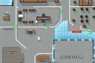 do custom 3d any gather town virtual map design with 3d rendering