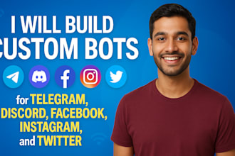 create custom bot for telegram, discord, facebook, instagram and twitter
