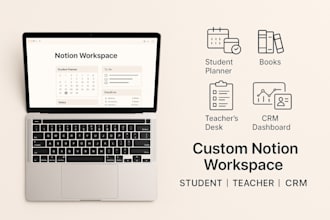 design custom notion workspace, notion student teacher planner,notion crm expert