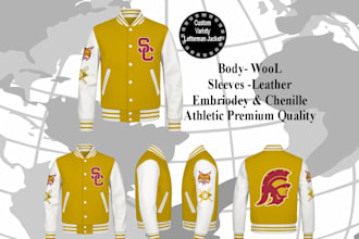 design custom varsity and letterman jacket mockups