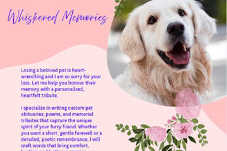 compose a unique and loving remembrance for your lost pet