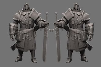 do 3d model, 3d toy, action figure, face model, stl, for 3d printing and render