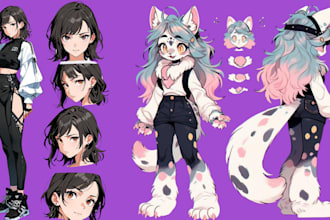 design character reference sheet furry ref sheet anime manga art vtuber model