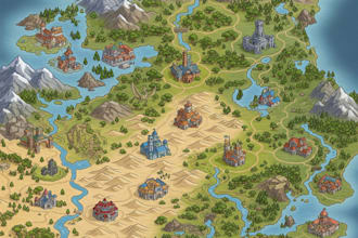 draw fantasy map illustration for dnd, novels and games