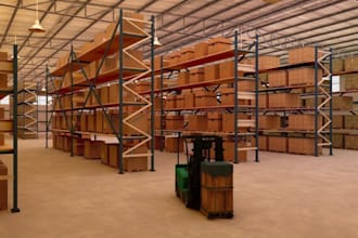 renew 3d warehouse design,storage interior,realistic warehouse layout, d5 render