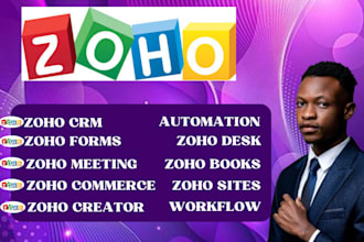 setup zoho CRM zoho books zoho forms fix sites zoho desk zoho commerce meeting