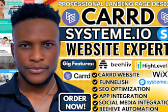 design, redesign carrd website, carrd landing page, thrivecart, ghl landing page
