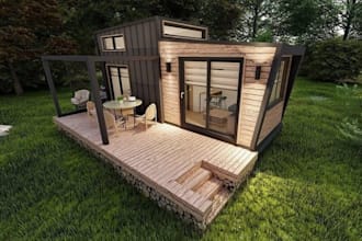 design 3d tiny house, motel, container house, 3d cottage, cabin with rendering