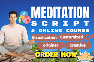 write guided meditation, affirmation, hypnosis script and wellness online course