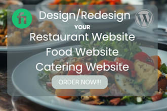 design a wordpress restaurant, food ordering, food catering website