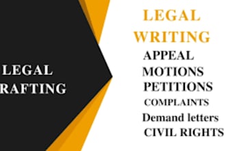 draft court pleadings, motion, lawsuit, complaint, petition, appeal, answer, nda