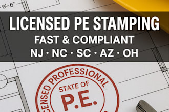 stamp engineering drawings with licensed pe for mep and architecture nj nc sc