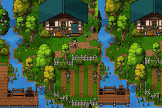 create a pixel character animated pixel art tileset sprite sheet game asset