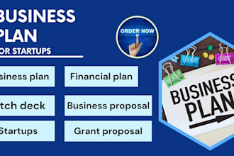write your business plan, sales pitch deck, financial plan and grant