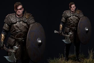 create 3d game character, vrm model, ue rig, 3darmor asset, 3dtexture,face morph
