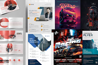 design professional business flyer, corporate flyer, bifold or trifold brochures