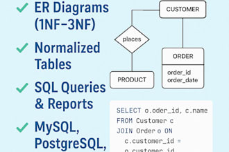 design and build sql database projects with erd and queries