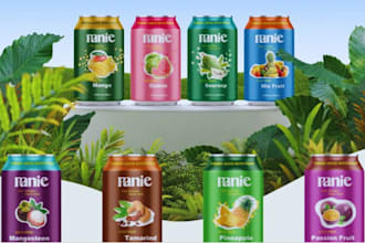 design label for juice, energy drinks water bottle package, weed pouch soda wine