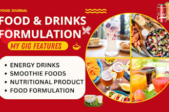 formulate food product, energy drinks ,smoothies ,beverages ,soft drinks, juice