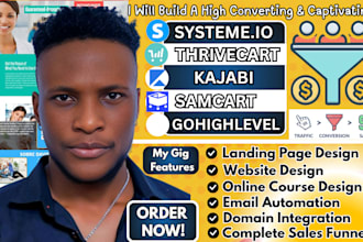 systeme io,thrivecart,go high level,kajabi,carrd, saas,wix,funnelish,ghl,ubounce
