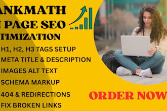 do wordpress on page SEO optimization with schema markup and rankmath