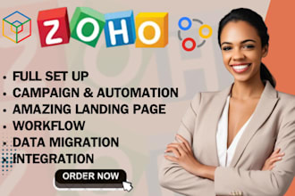 setup zoho crm, zoho one, zoho landing page, zoho form, zoho campaign zoho book