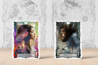 illustrate unique lenormand, tarot and oracle cards