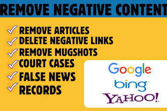 remove defaming content,bad articles,false news from google, yahoo and bing dmca