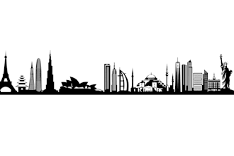 draw city silhouette, landscape silhouette, city skyline