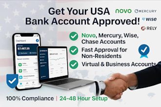 create USA bank creation USA novo mercury wise relay chase bank account for you