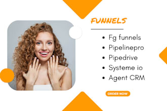 setup fg funnels, pipelinepro, pipedrive, agent crm, systeme io, zoho