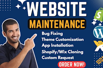 provide maintenance support for your wordpress website, wix, shopify maintenance