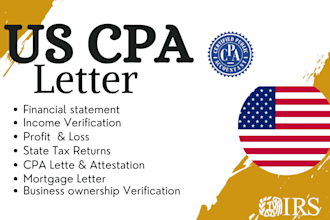 get you US CPA letter CPA comfort letter CPA verification letter profit and loss