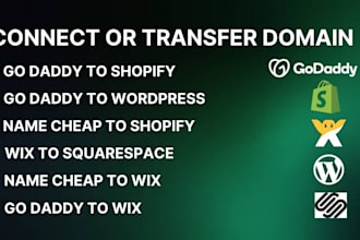 connect transfer domain to shopify wix wordpress squarespace