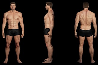 do 3d realistic, metahuman human  character, humanoid daz3d ue5, rig, texturing