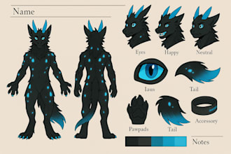 draw your fursona, furry reference sheet, custom avatar, or fursuit design