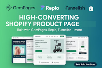 build shopify product landing page with pagefly, replo, gempages and funnelish