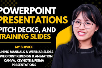 design professional powerpoint presentation, pitch decks, and training slides