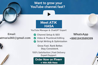 manage your youtube channel with SEO, content writing and ai