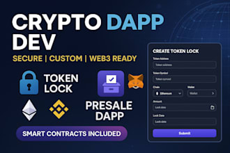create presale dapps, smart contracts, and crypto token lock or voting websites