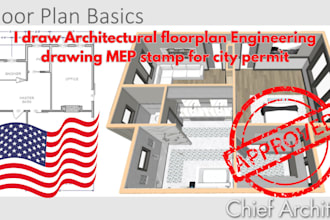 draw architectural floorplan engineering drawing mep stamp for city permit