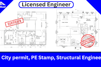 do texas, california, florida pe stamp, city permit and structural engineer
