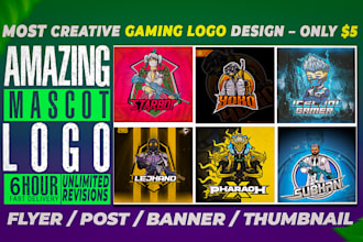 design a custom gaming mascot logo for your esports team or channel