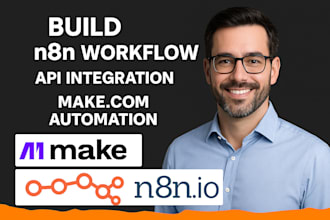 build n8n workflow, API integration, make com automation, custom automation