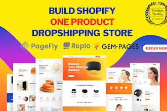 build shopify one product dropshipping store pagefly replo gempage and funnelish