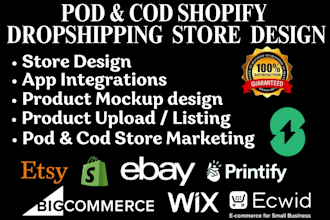 build shopify pod store print on demand shopify dropshipping cod store design