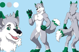 draw character reference sheet oc vtuber furry avatar anime live2d in any style
