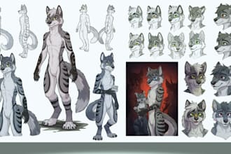 design professional fursuit reference sheets and custom artwork and furry nsfw