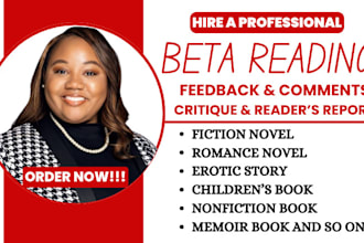 beta read, critique your romance fiction novel, nonfiction book as a beta reader